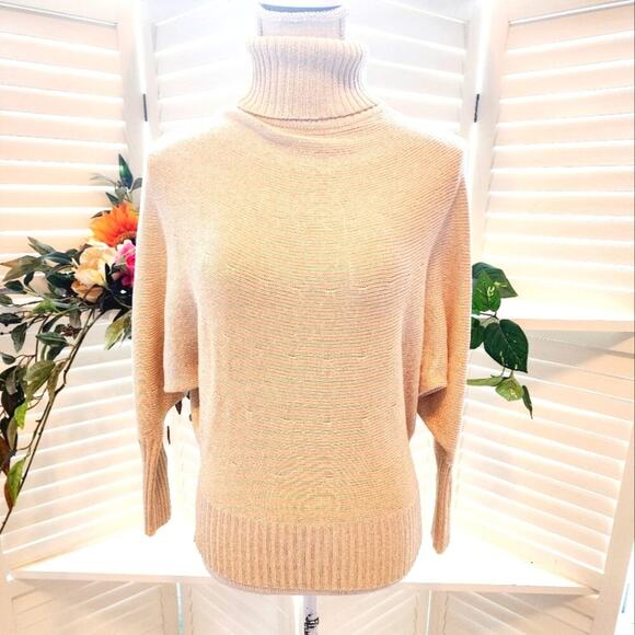 ALICE & OLIVIA GOLD WITH SPARKLE TURTLENECK SWEATER - Picture 1 of 6